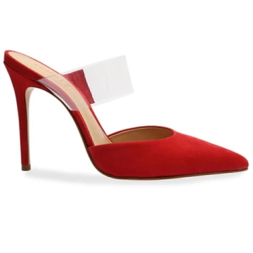 Schutz Sionne red clear transparent heel slingback 9.5